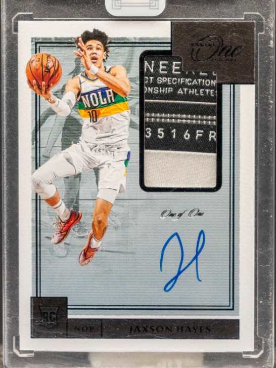 JAXSON HAYES 2019 Panini One & One Black RC Laundry Tag Jersey Patch Auto 1/1