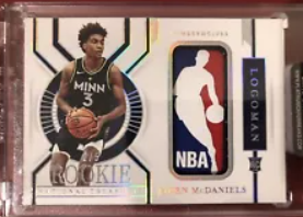 Jaden McDaniels 2020-21 National Treasures Rookie Logoman Rookie Card