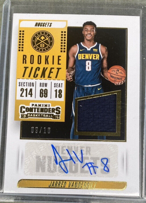 Jarred Vanderbilt 2018-19 Contenders Rookie Ticket Jersey Auto