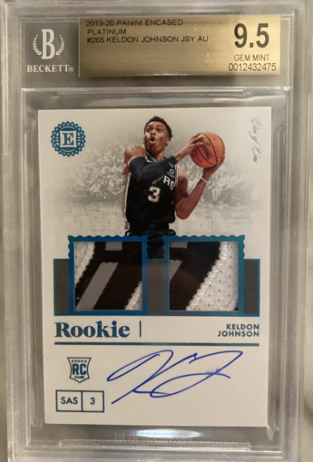 Keldon Johnson Panini Encased Rookie Dual Patch Auto 1/1