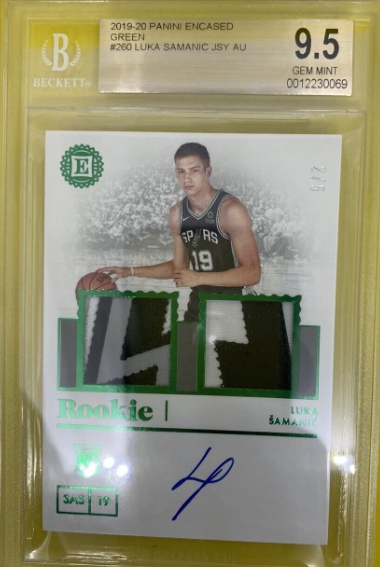 Luka Samanic 2019-20 Panini Encased Green Autograph Rookie Card