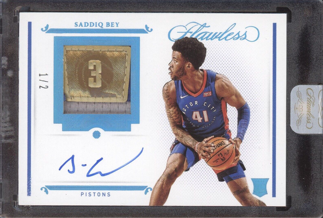 Saddiq Bey 2020-21 Panini Flawless Championship Tags Rookie Patch Auto