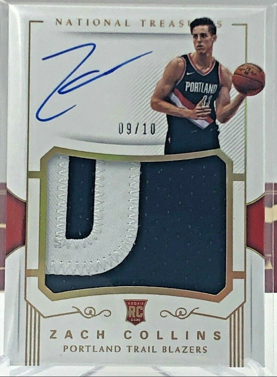 Zach Collins 2017-18 National Treasures Rookie Patch Auto