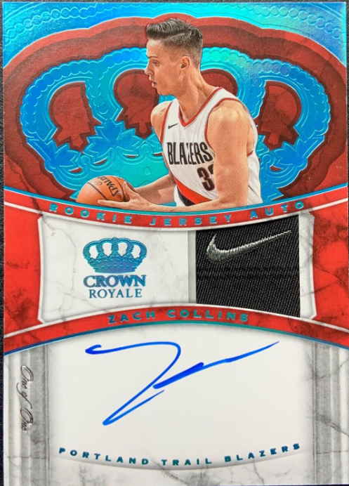 Zach Collins 2017-18 Panini Crown Royale Nike Patch Auto RC 