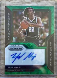 Zeke Nnaji 2020-21 Prizm Choice Green Sensational Signatures Panini Rookie Card