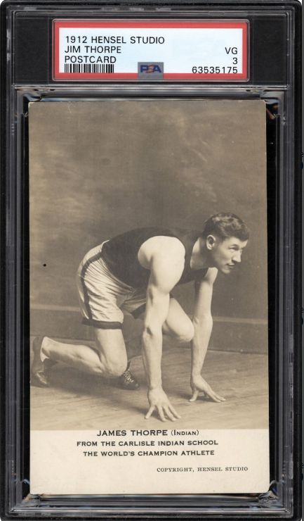 1912 Henzel Studio Jim Thorpe Carlisle Indian School Real Photo Post Card Rookie Card