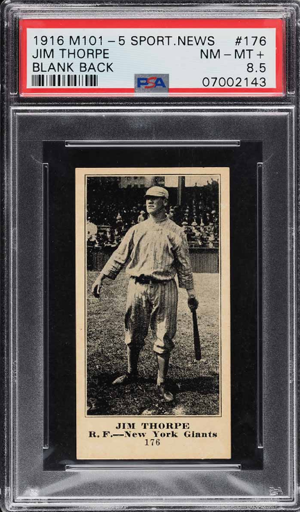 1916 Sporting News Jim Thorpe Blank Back Rookie Card