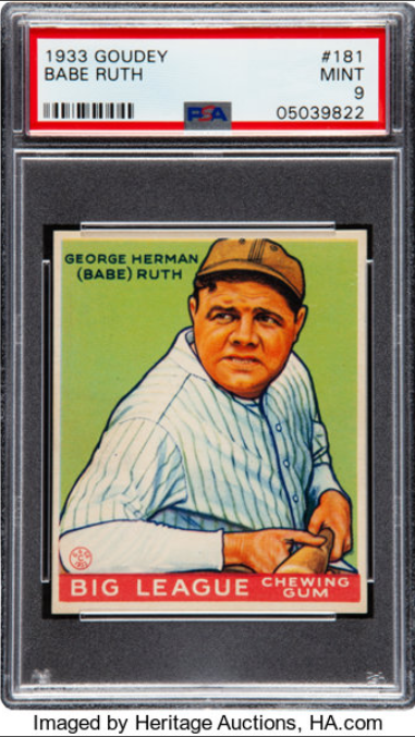 1933 Goudey Babe Ruth #181 Rookie Card