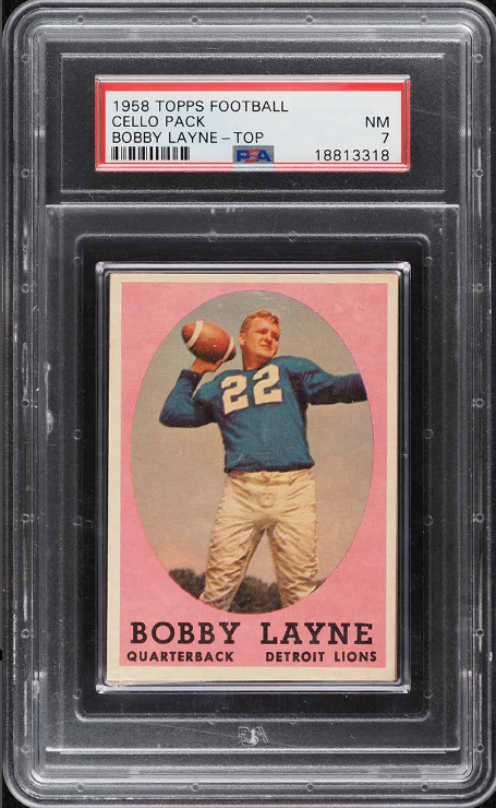 1958 Topps Football Cello Pack Bobby Layne Rookie Card