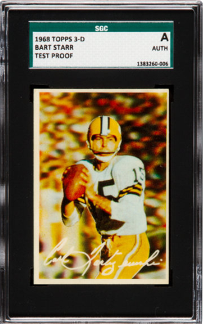 1968 Topps 3-D Bart Starr Test Proof SGC Authentic Rookie Card