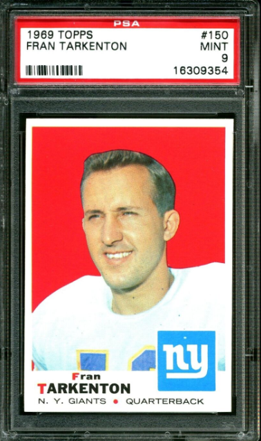 1969 Topps Ran Tarkenton Giants Hof Rookie Card