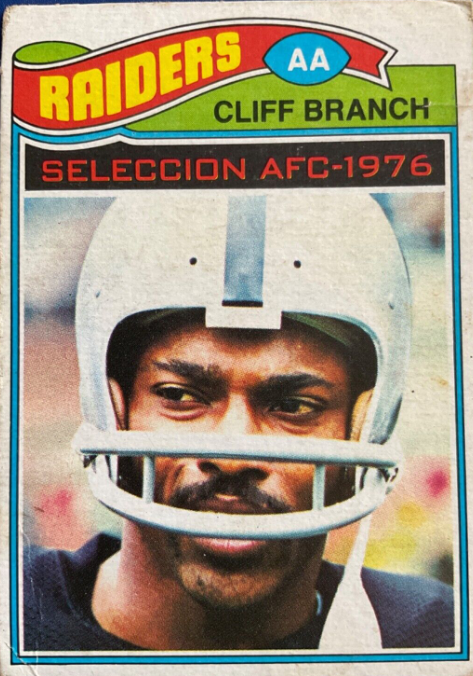 1977 Topps Mexican Cliff Branch Rookie Card