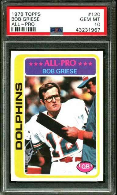 1978 Topps All-Pro Bob Griese Dolphins Hof Rookie Card