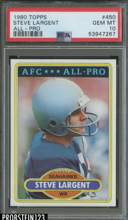 1980 Topps Football Steve Largent Seattle Seahawks Rookie Card