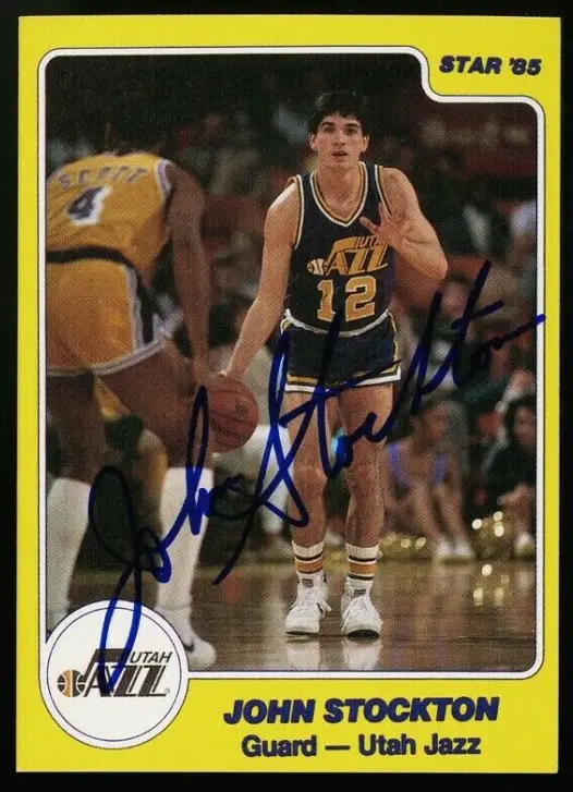 1984 Star Co John Stockton Autographed Rookie Year Signed HQ Hof Rookie Card