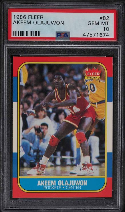 1986 Fleer Basketball Hakeem Olajuwon Rookie Rc