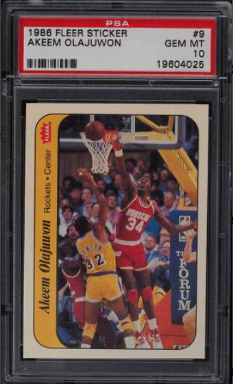 1986 Fleer Sticker Hakeem Olajuwon ROOKIE RC