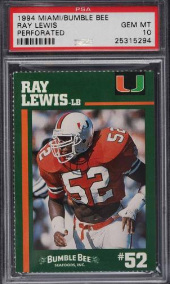 1994 Miami Bumble Bee Perforated Ray Lewis ROOKIE RC