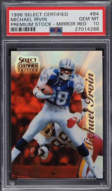 1996 Select Certified Premium Stock Mirror Red Michael Irvin  Rookie Card