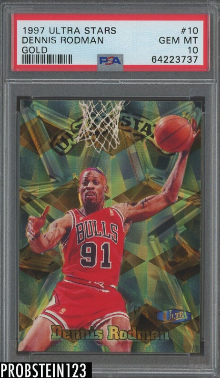 1997-98 Fleer Ultra Stars Gold Dennis Rodman Bulls HOF Rookie Card