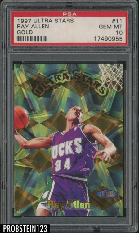 1997-98 Fleer Ultra Stars Gold Ray Allen Milwaukee Bucks Rookie Card