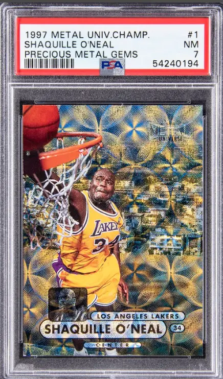1997-98 Metal Universe Champions Precious Metal Gems Shaquille O'Neal Rookie Card