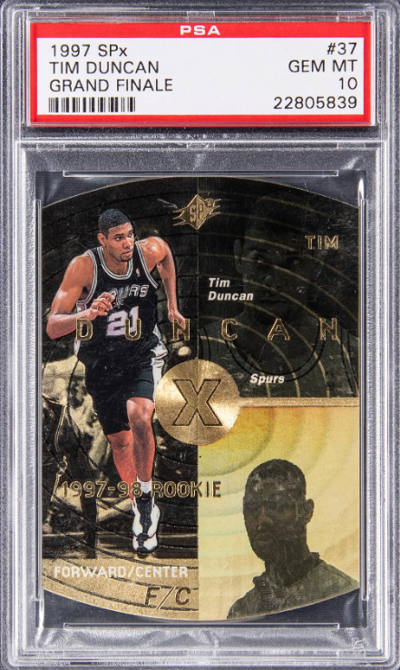 1997-98 Upper Deck SPx Grand Finale Tim Duncan Rookie Card