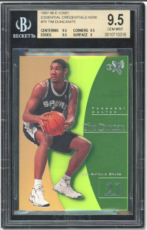 1997 E-X2001 Essential Credentials Now Tim Duncan Rookie Card