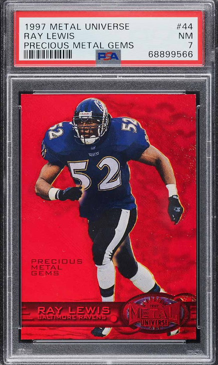 1997 Metal Universe Precious Metal Gems PMG Red Ray Lewis Rookie Card