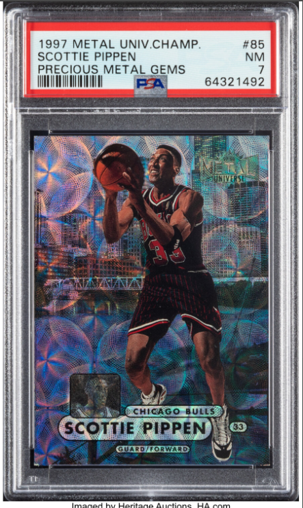 1997 Skybox Metal Universe Championship Scottie Pippen Rookie Card