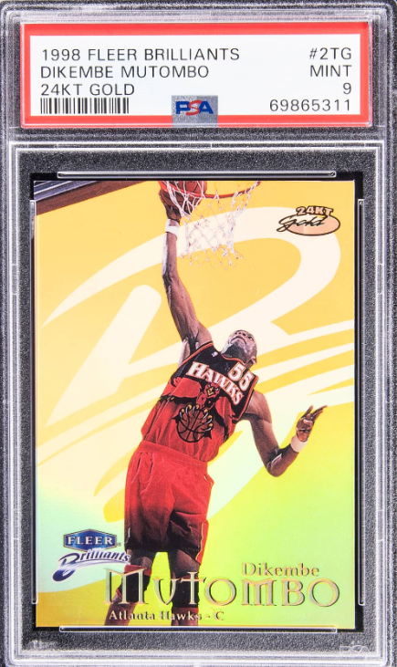 1998-99 Fleer Brilliants 24KT Gold Dikembe Mutombo Rookie Card