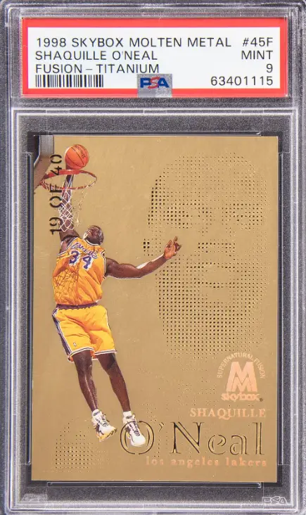 1998-99 SkyBox Molten Metal Fusion Titanium Shaquille O'Neal Rookie Card