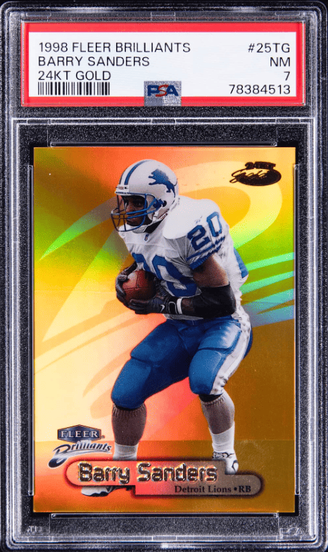 1998 Fleer Brilliants 24KT Gold Barry Sanders Rookie Card