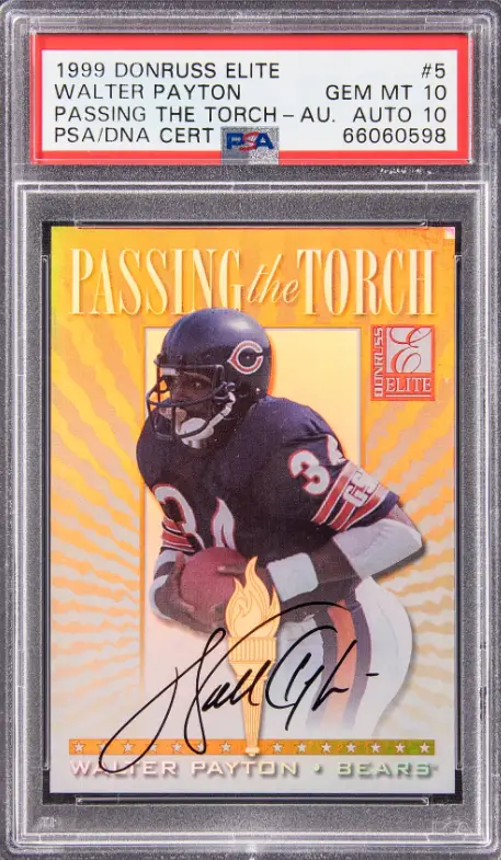 1999 Donruss Elite Passing the Torch Autographs Walter Payton Signed Card 
