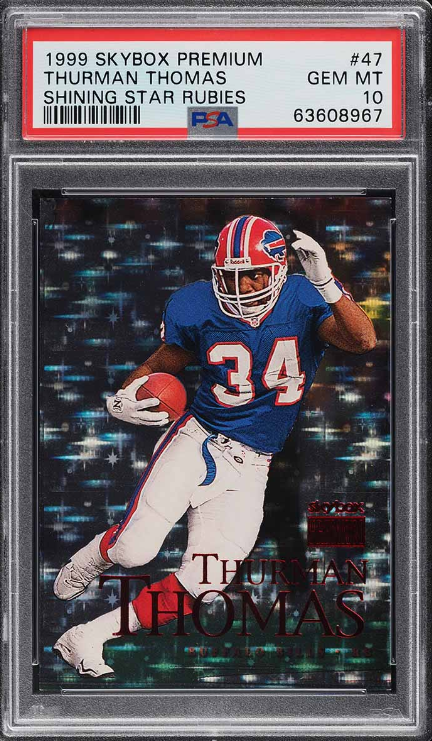 1999 Skybox Premium Shining Star Rubies Thurman Thomas Rookie Card