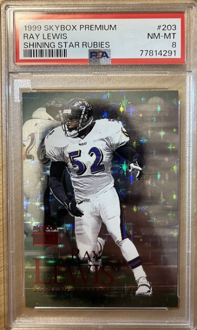 1999 Skybox Premium Shinning Star Rubies Ray Lewis Rookie Card