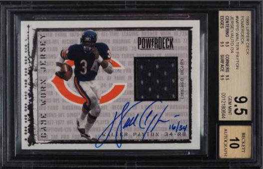 1999 Upper Deck Powerdeck Walter Payton Patch Auto Rookie Card