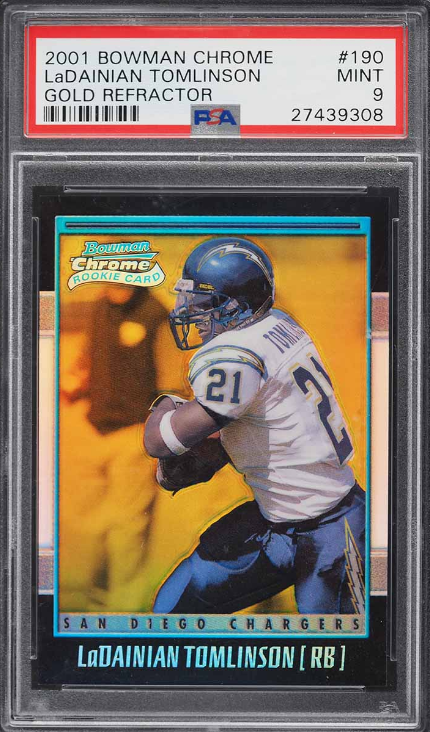 2001 Bowman Chrome Gold Refractor LaDainian Tomlinson RC JSY Rookie Card