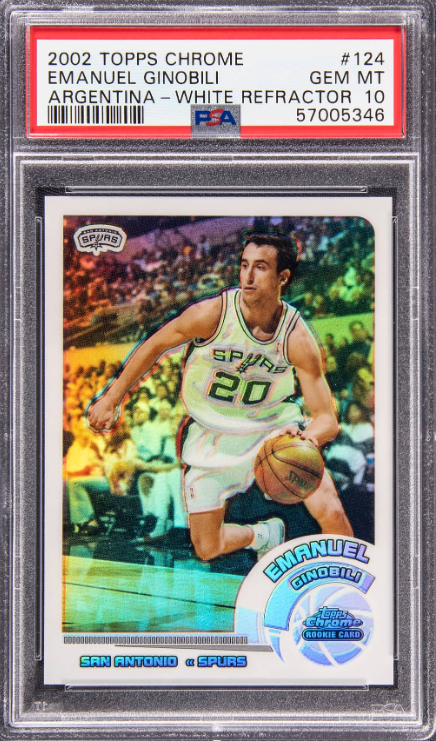 2002-03 Topps Chrome Argentina White Refractor Manu Ginobili Rookie Card