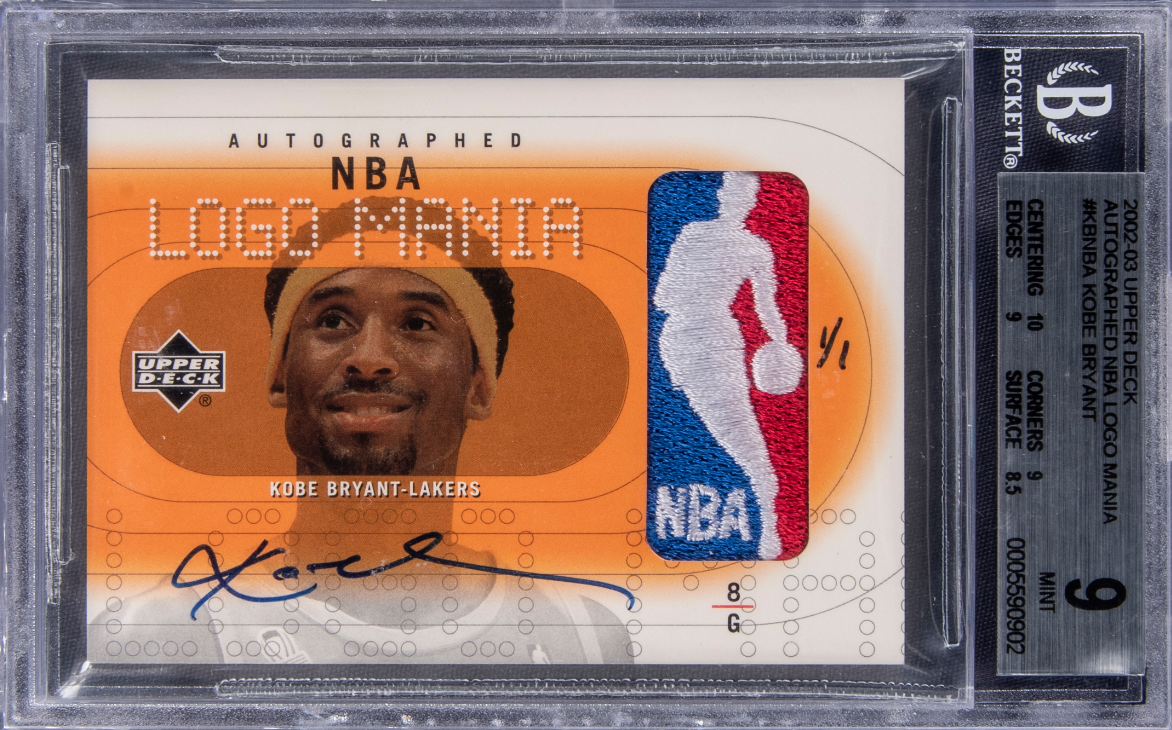 2002-03 Upper Deck Autographed NBA Logo Mania Kobe Bryant Signed Game Used Patch Card