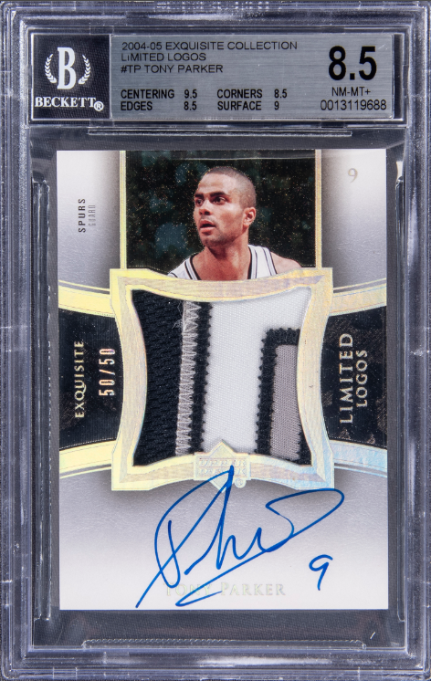 2004-05 UD Exquisite Collection Limited Logos Tony Parker Signed Patch Card 