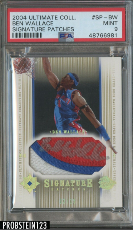 2004-05 Ultimate Ben Wallace 3-Color Patch Signed AUTO