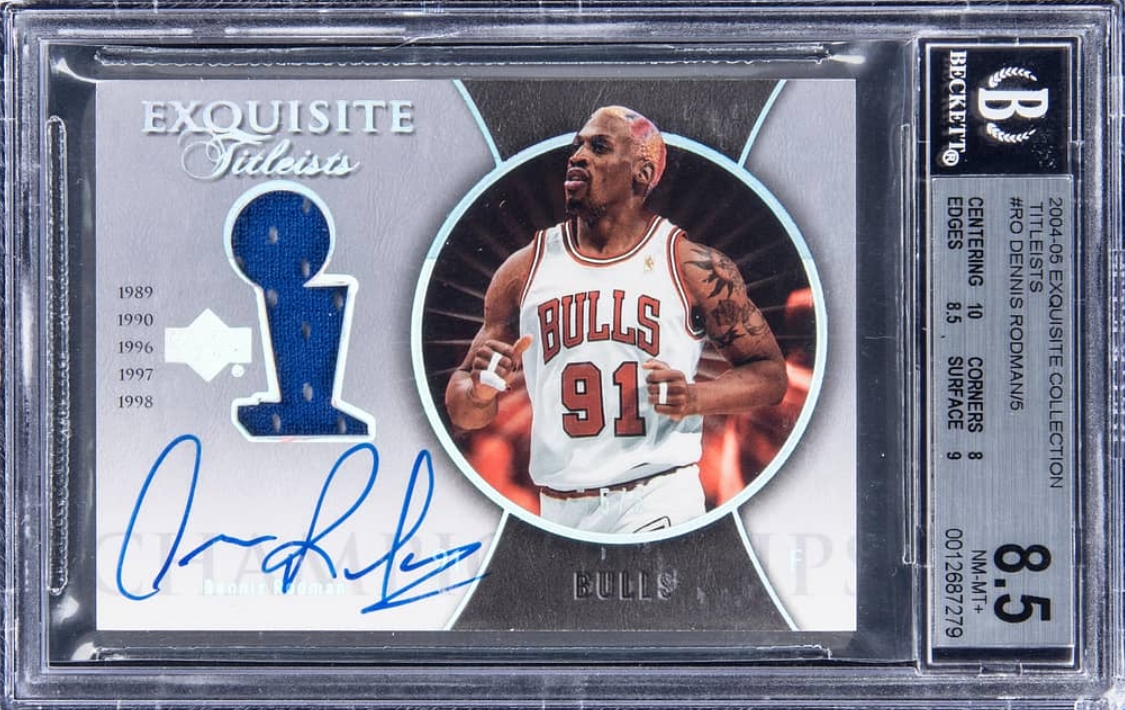 2004-05 Upper Deck Exquisite Collection Titleists Dennis Rodman Signed Game-Used Relic Card