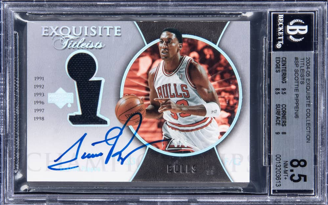 2004-05 Upper Deck Exquisite Collection Titleists Scottie Pippen Signed Game-Used Relic Card