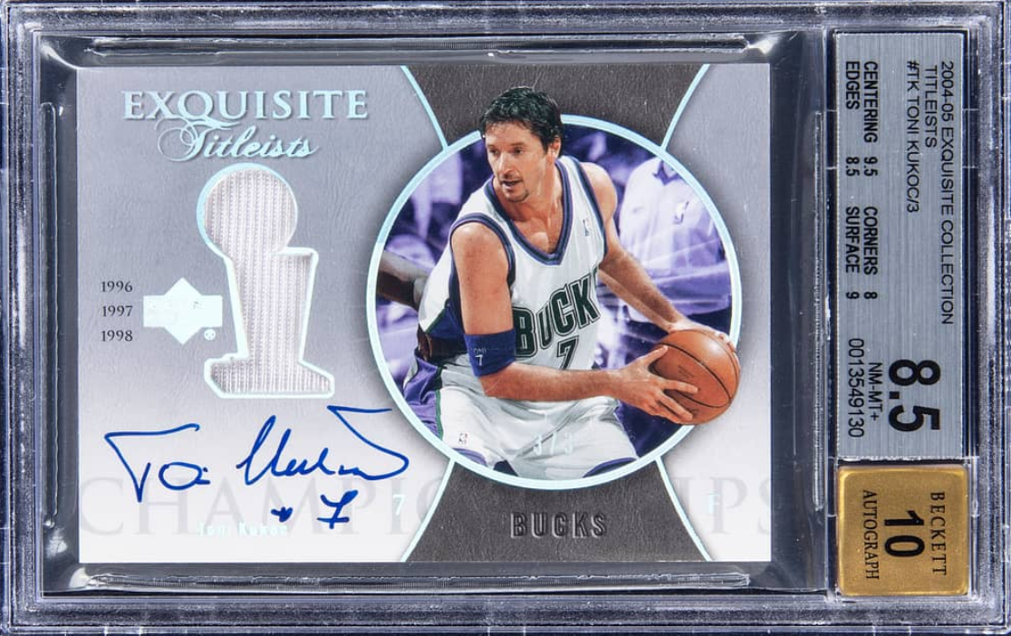 2004-05 Upper Deck Exquisite Collection Titleists Toni Kukoc Signed Game-Used Relic Card