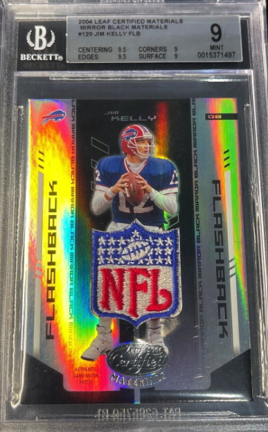 2004 Leaf Certified Materials Flashback NFL Shield Patch 1/1 Jim Kelly Rookie Card