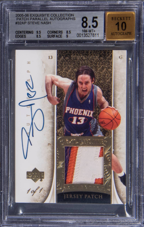 2005-06 UD Exquisite Collection Patch Parallel Autograph Steve Nash Signed Game-Used Patch Card