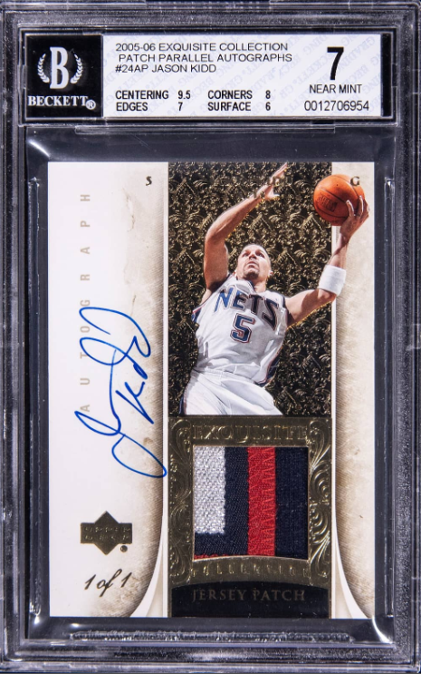 2005-06 Upper Deck Exquisite Collection Patch Parallel Autographs Jason Kidd Signed Game-Used Patch Card