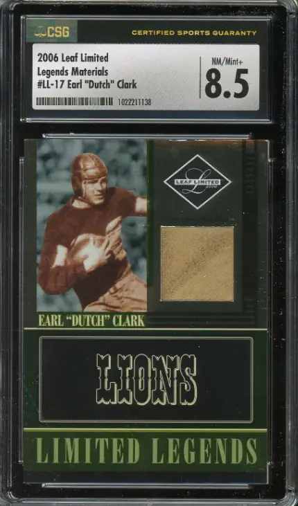 2006 Leaf Limited Legends Materials Earl Dutch Clark Jersey Rookie Card