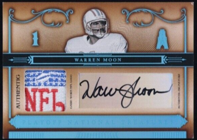 2006 National Treasures Warren Moon Auto NFL Shield Logo Game Used 1/1 Rookie Card